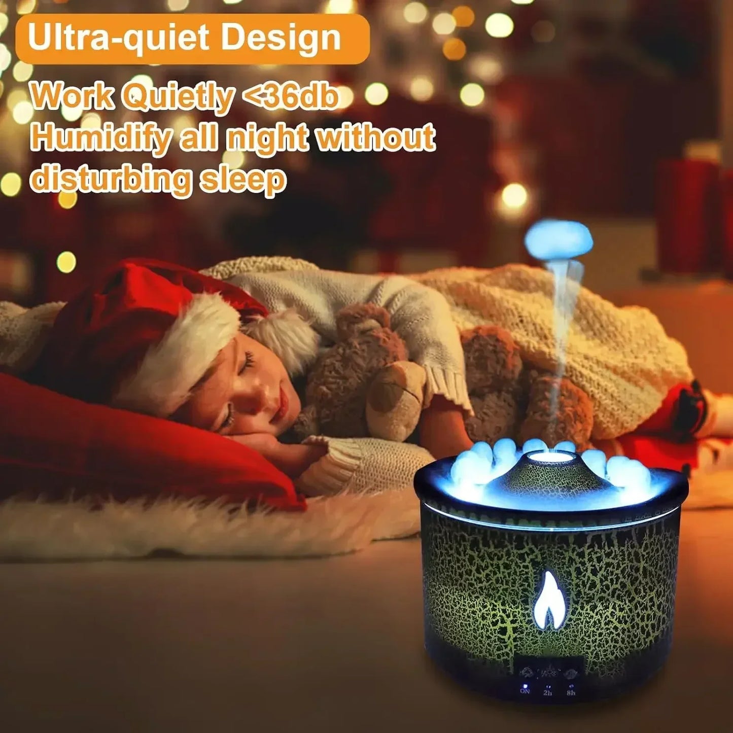 Volcano Flame Air Humidifier Light Ultrasonic Essential Oil Aroma.