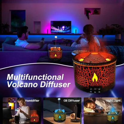 Volcano Flame Air Humidifier Light Ultrasonic Essential Oil Aroma.