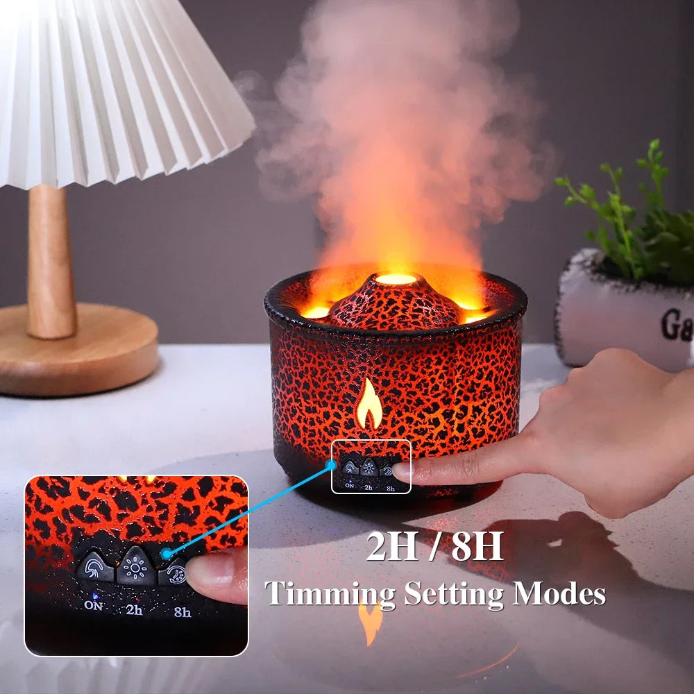 Volcano Flame Air Humidifier Light Ultrasonic Essential Oil Aroma.