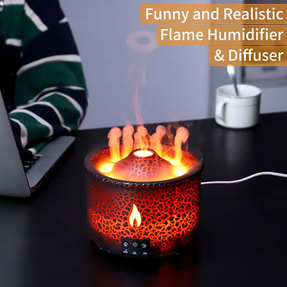 Volcano Flame Air Humidifier Light Ultrasonic Essential Oil Aroma.