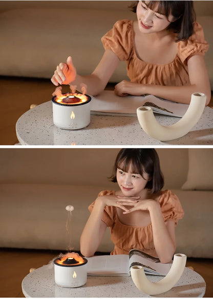 Volcano Flame Air Humidifier Light Ultrasonic Essential Oil Aroma.