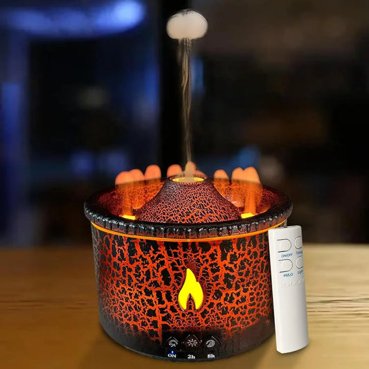 Volcano Flame Air Humidifier Light Ultrasonic Essential Oil Aroma.