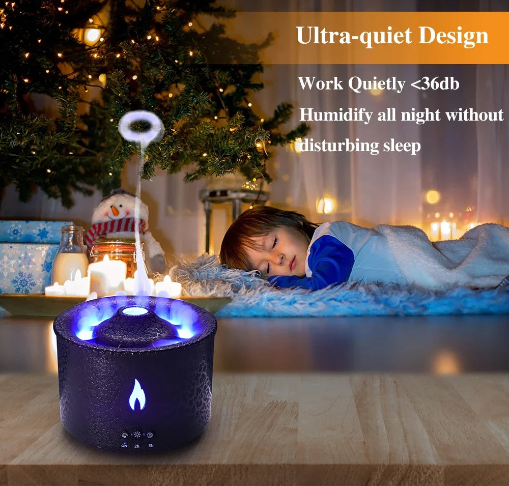 Volcano Flame Air Humidifier Light Ultrasonic Essential Oil Aroma.