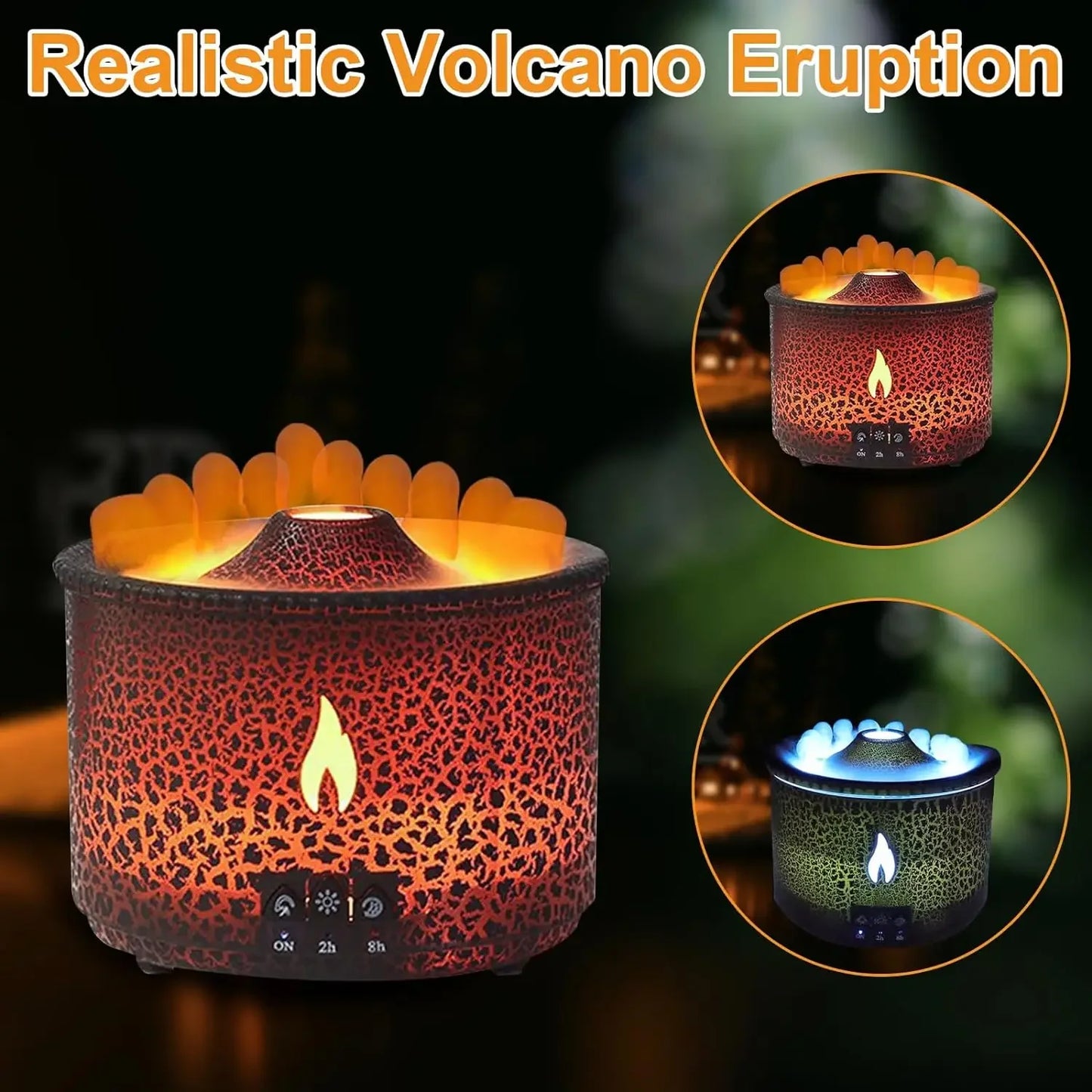 Volcano Flame Air Humidifier Light Ultrasonic Essential Oil Aroma.